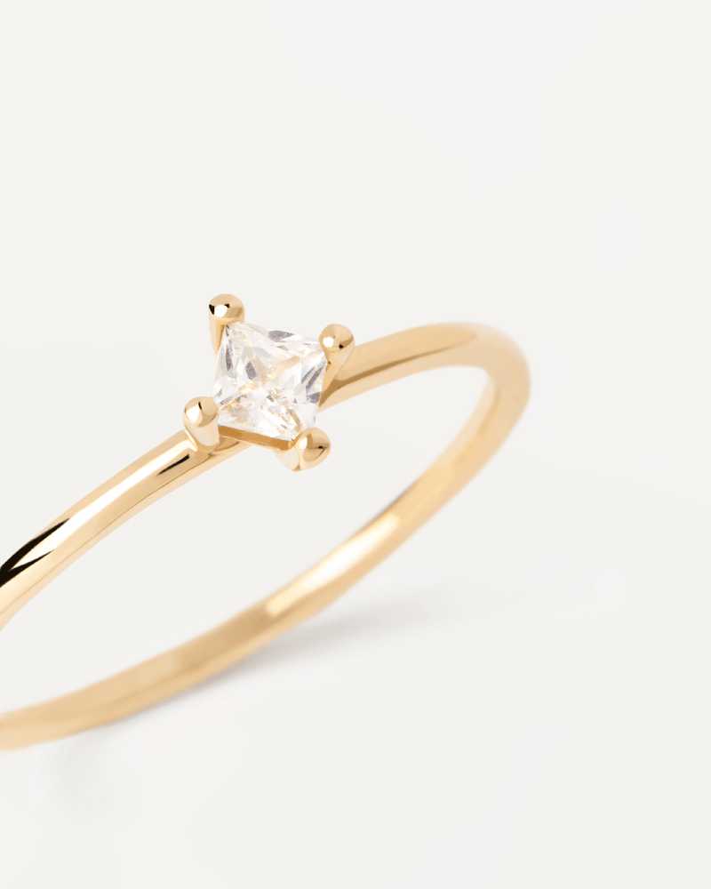 Anello in Oro Con Diamante principessa Solitaire - 
  
    Oro 18K
  
