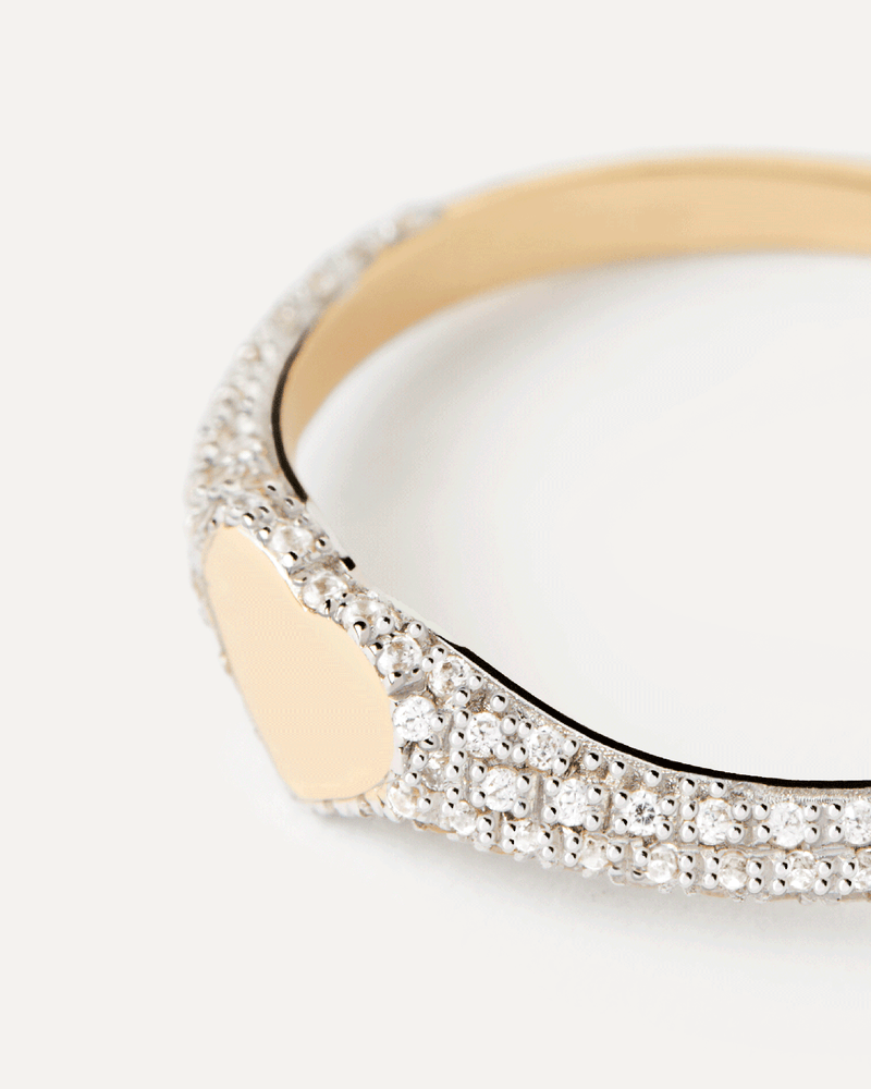 Bague Chevalière en Or Et Diamants Heart - 
  
    Or 18 carats
  
