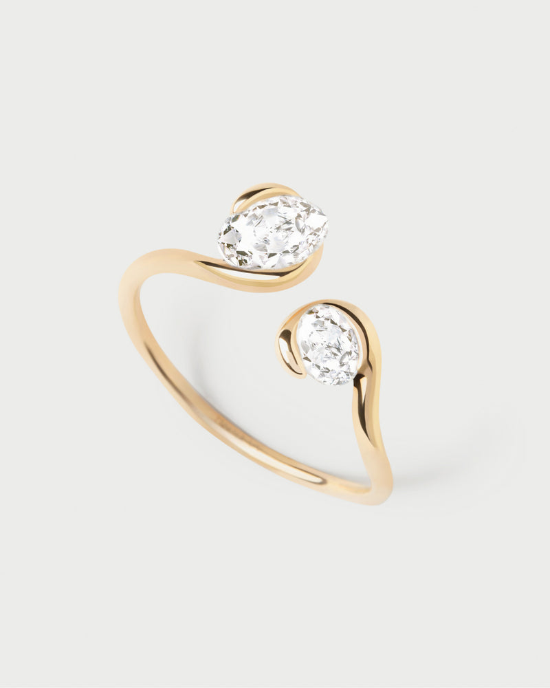 Anello Fluido Io e te in oro 18K con due diamanti ovali da laboratorio