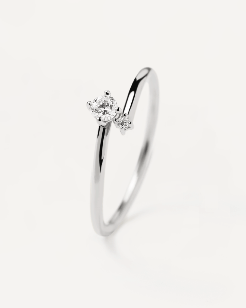 Diamonds and White Gold Duo Ring - 
  
    18K White gold / Rhodium silver plating
  
