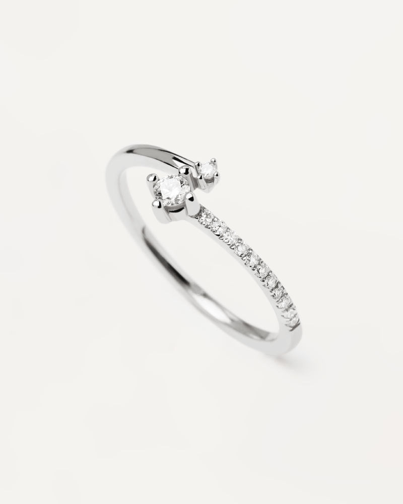 Anello in Diamanti E Oro Bianco Swing - 
  
    Oro bianco 18K / Placcatura in argento rodiato
  
