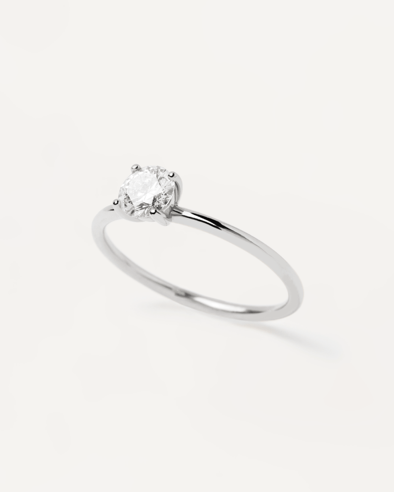 Diamonds and White Gold Solitaire Supreme Ring - 
  
    18K White gold / Rhodium silver plating
  
