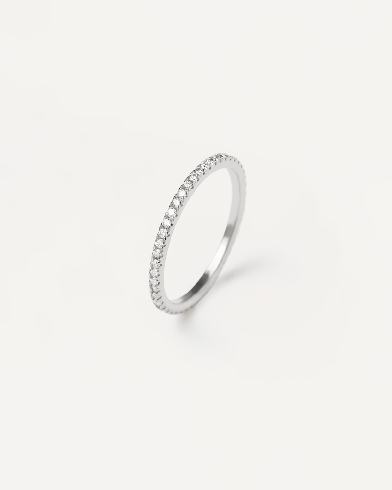 Anello in Diamanti E Oro Bianco Eternity Mini - 
  
    Oro bianco 18K / Placcatura in argento rodiato
  
