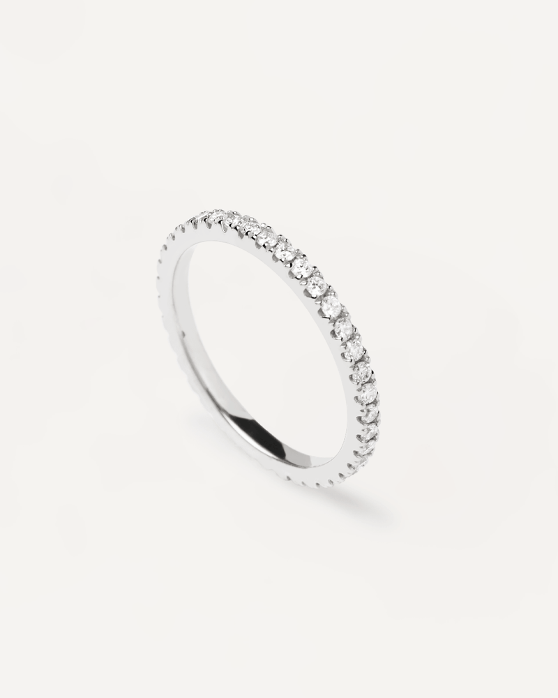 Diamonds and White Gold Eternity Medium Ring - 
  
    18K White gold / Rhodium silver plating
  
