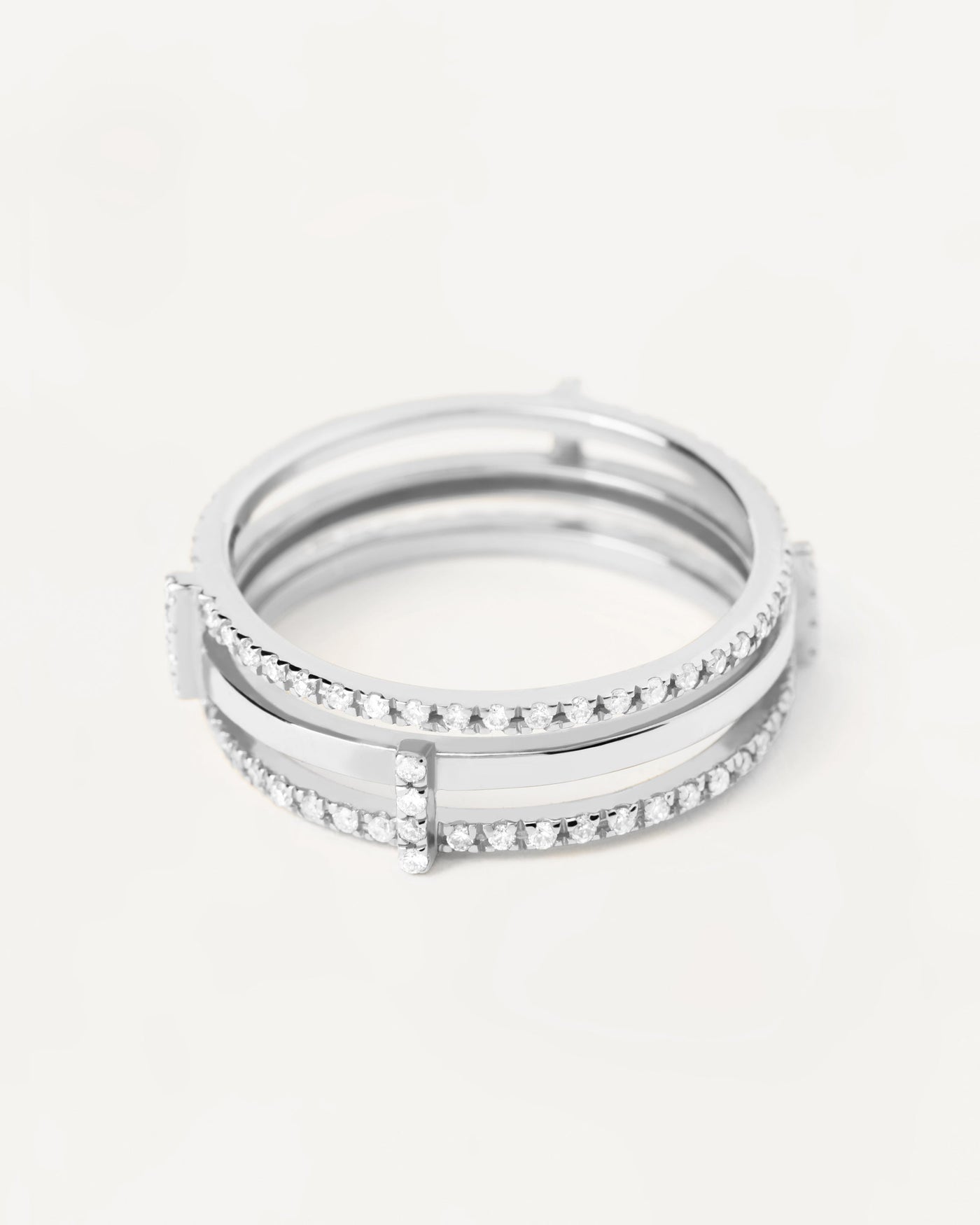 2023 Selection | Diamonds And White Gold Track Ring. 18K white gold eternity ring with three bands of lab-grown diamonds, making 0.52 carat. Get the latest arrival from PDPAOLA. Place your order safely and get this Best Seller. Free Shipping.