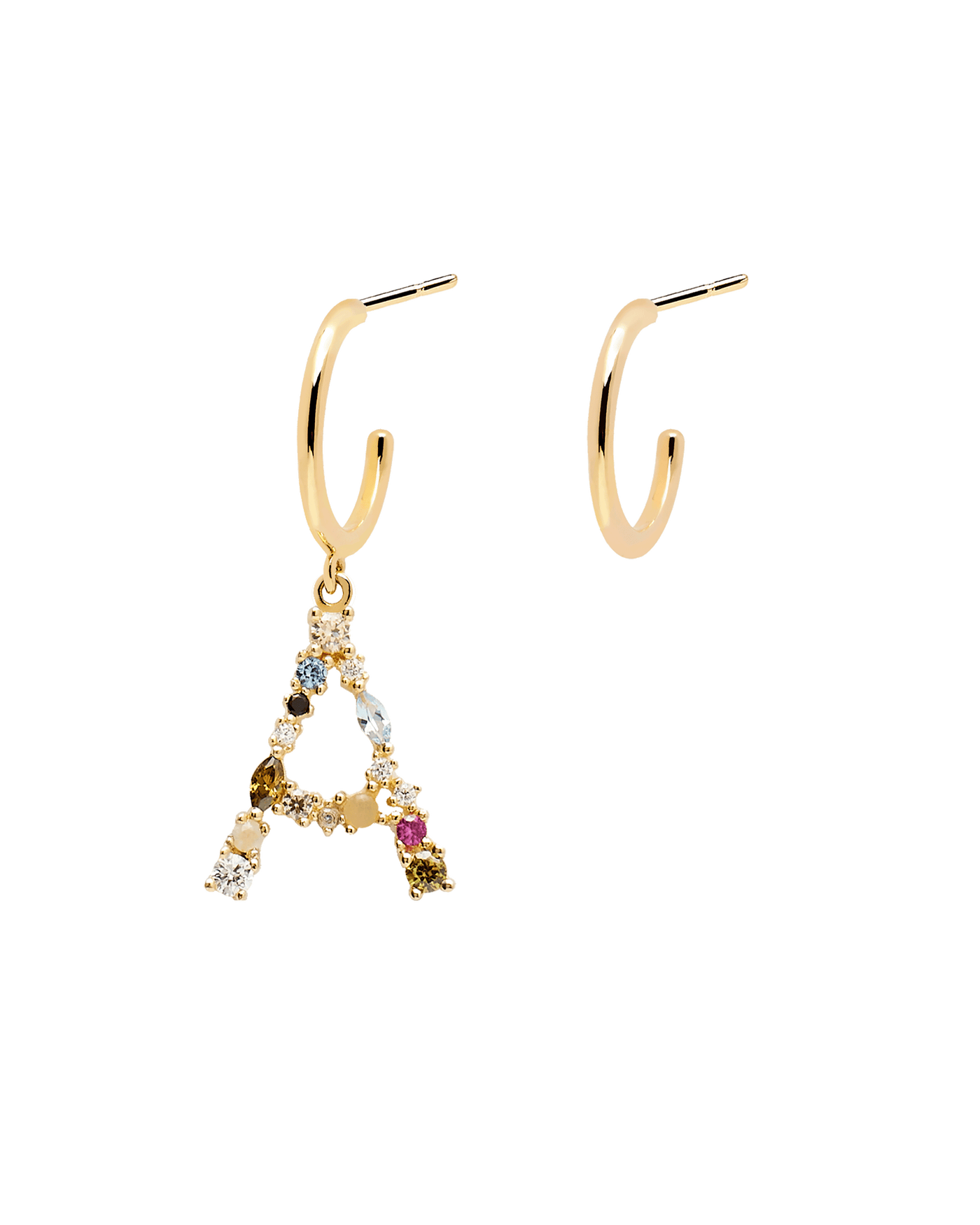 Sterling Silver Gold Plated Single Initial Stud Earring – Kohi Jewels