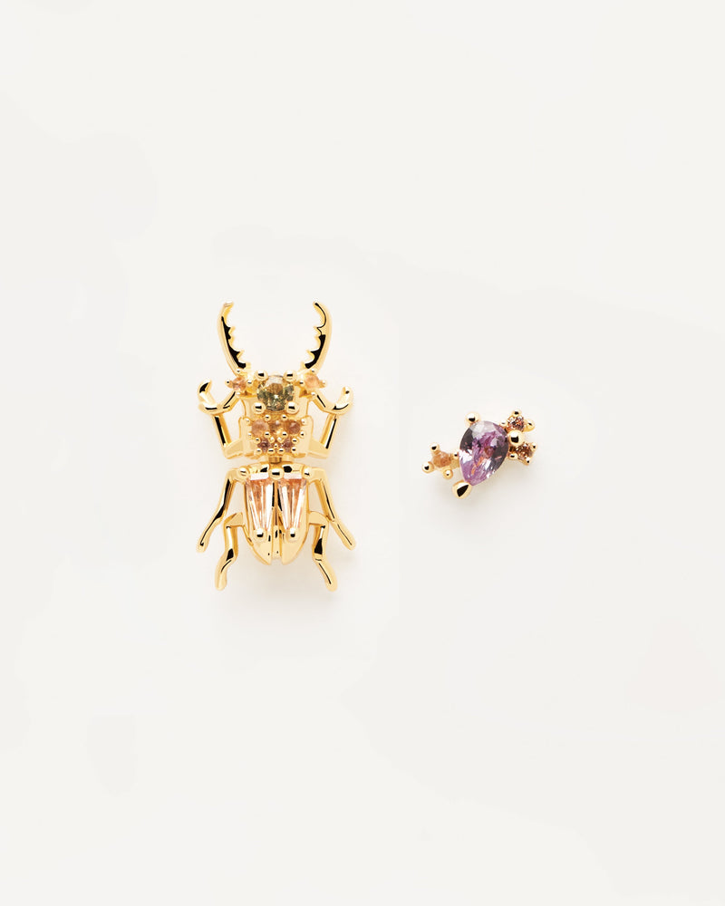 Courage Beetle Ohrringe - 
  
    Sterling Silber / 18K Goldplattierung
  
