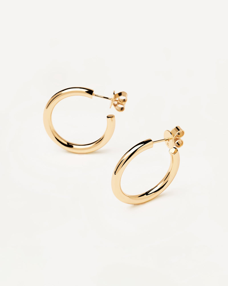 18k gold plated sterling silver large c hoop earrings