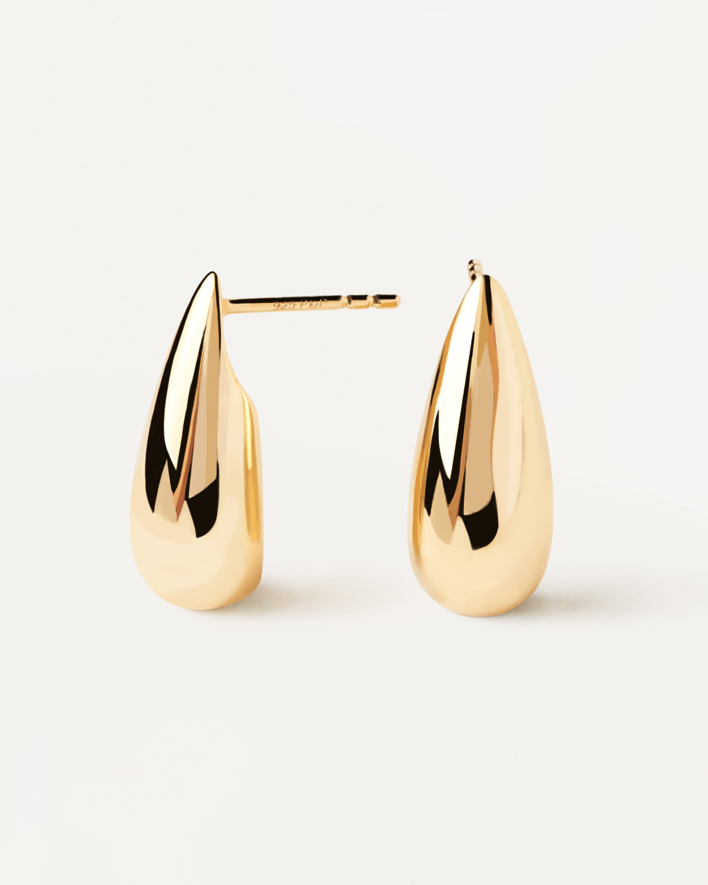Drop shaped stud earrings in gold plated silver Large Sugar Earrings PDPAOLA