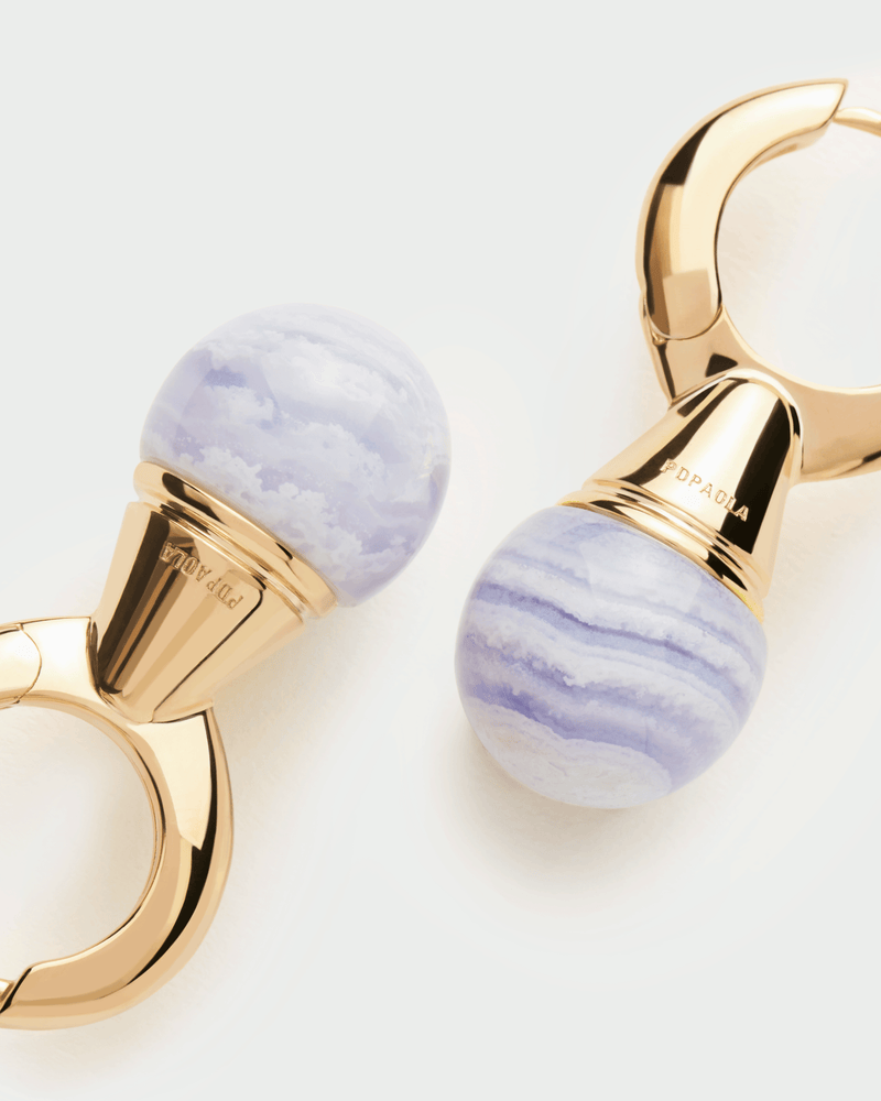 Blue lace agate Riviera hoops - 
  
    Sterling Silver / 18K Gold plating
  
