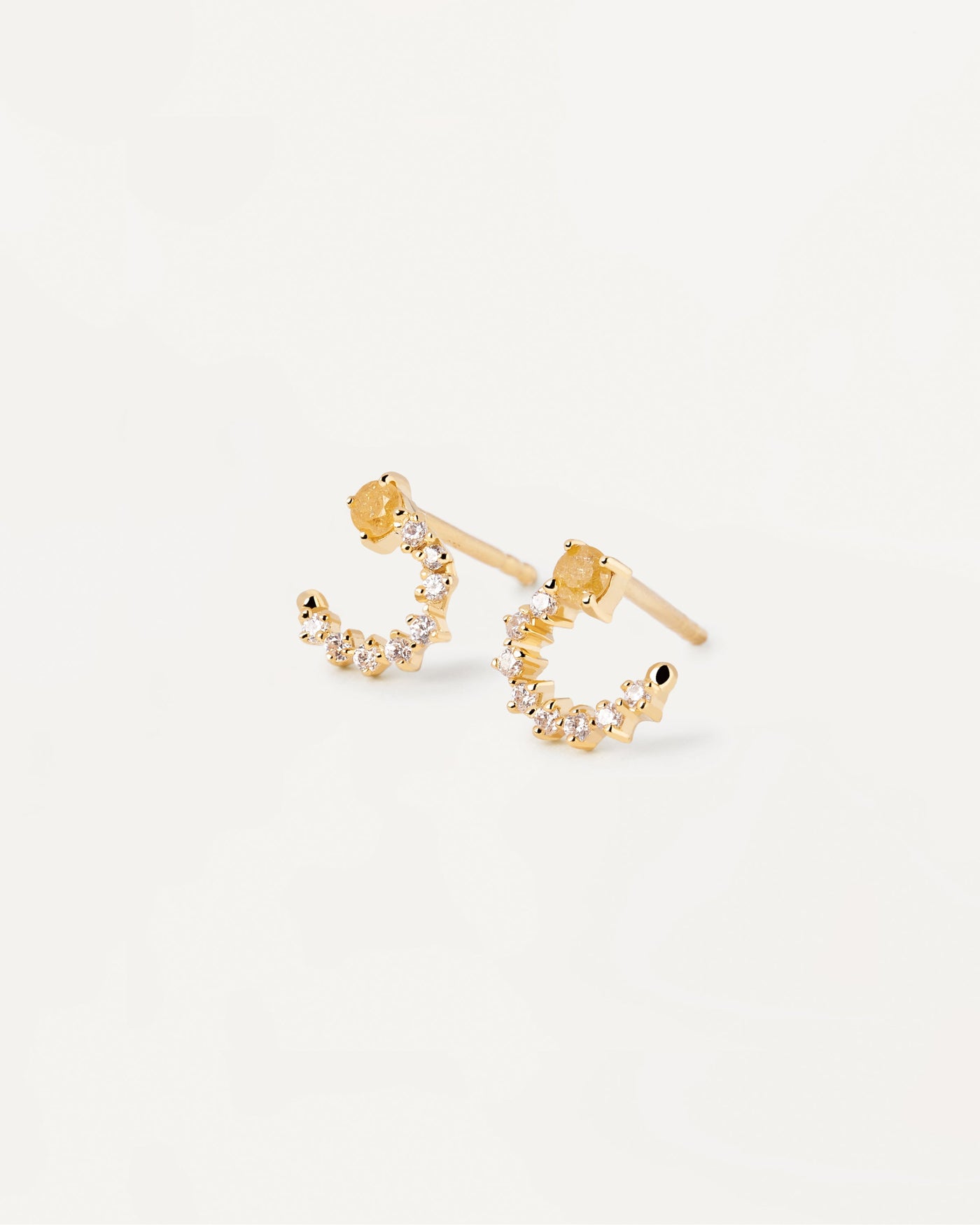 2023 Selection | Villa Earrings. Circle earrings with yellow and white stones. Get the latest arrival from PDPAOLA. Place your order safely and get this Best Seller. Free Shipping.