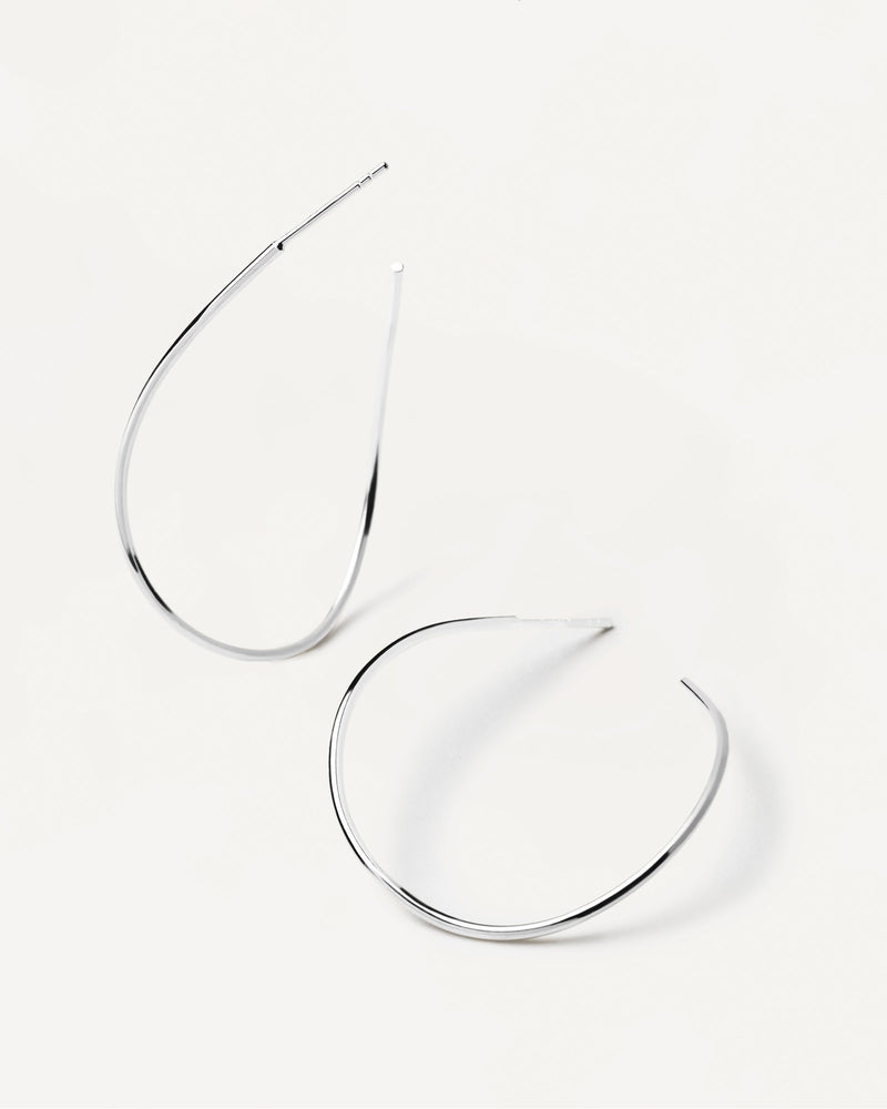 Open loop wavy oval hoop earrings in 925 sterling silver