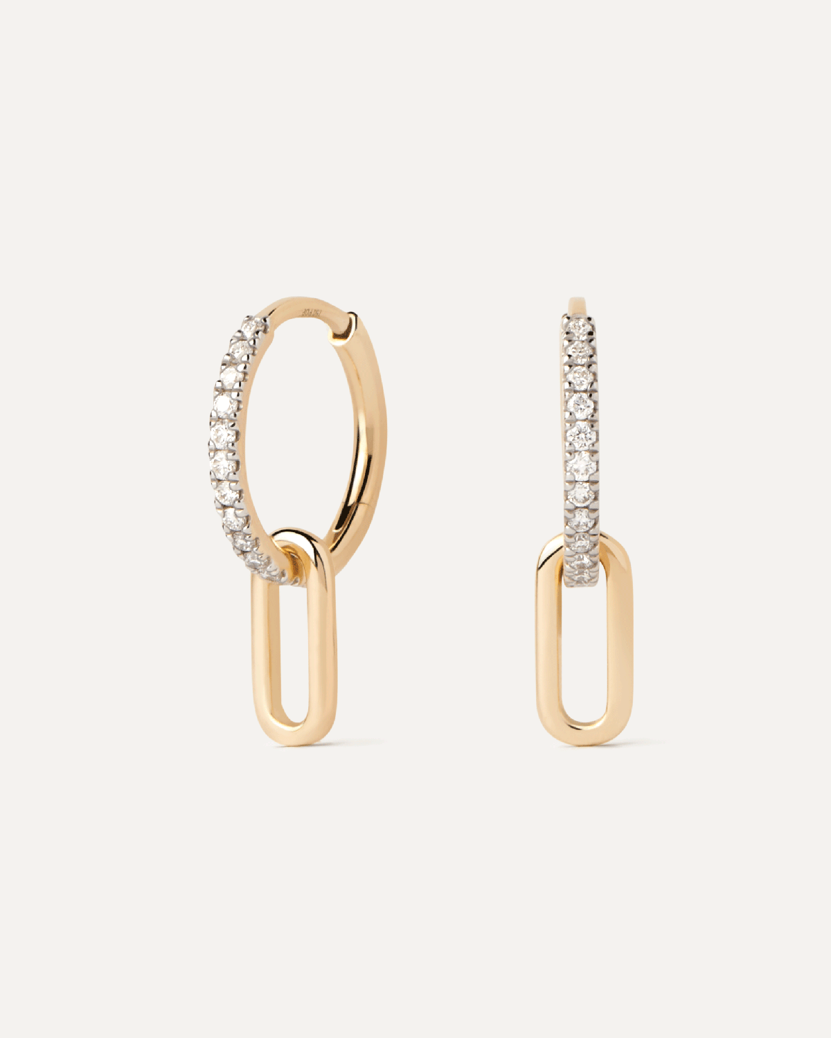 Diamonds and gold Tay hoops. Half-eternity hoop earrings in solid yellow gold and lab-grown diamonds with an oval pendant. Get the latest arrival from PDPAOLA. Place your order safely and get this Best Seller.