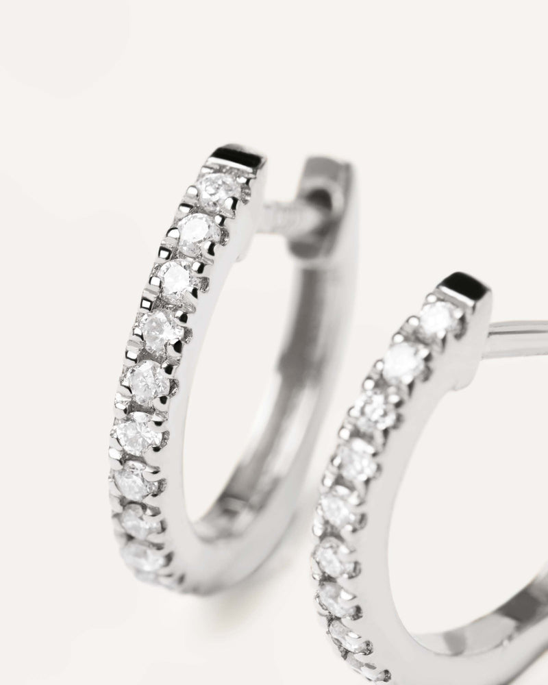 GRID Diamonds and White Gold Eternity Mini Hoops - 
  
