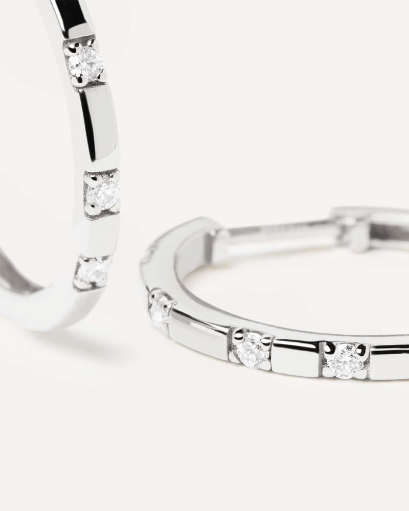 GRID Diamonds and White Gold Frosty Hoops - 
  
