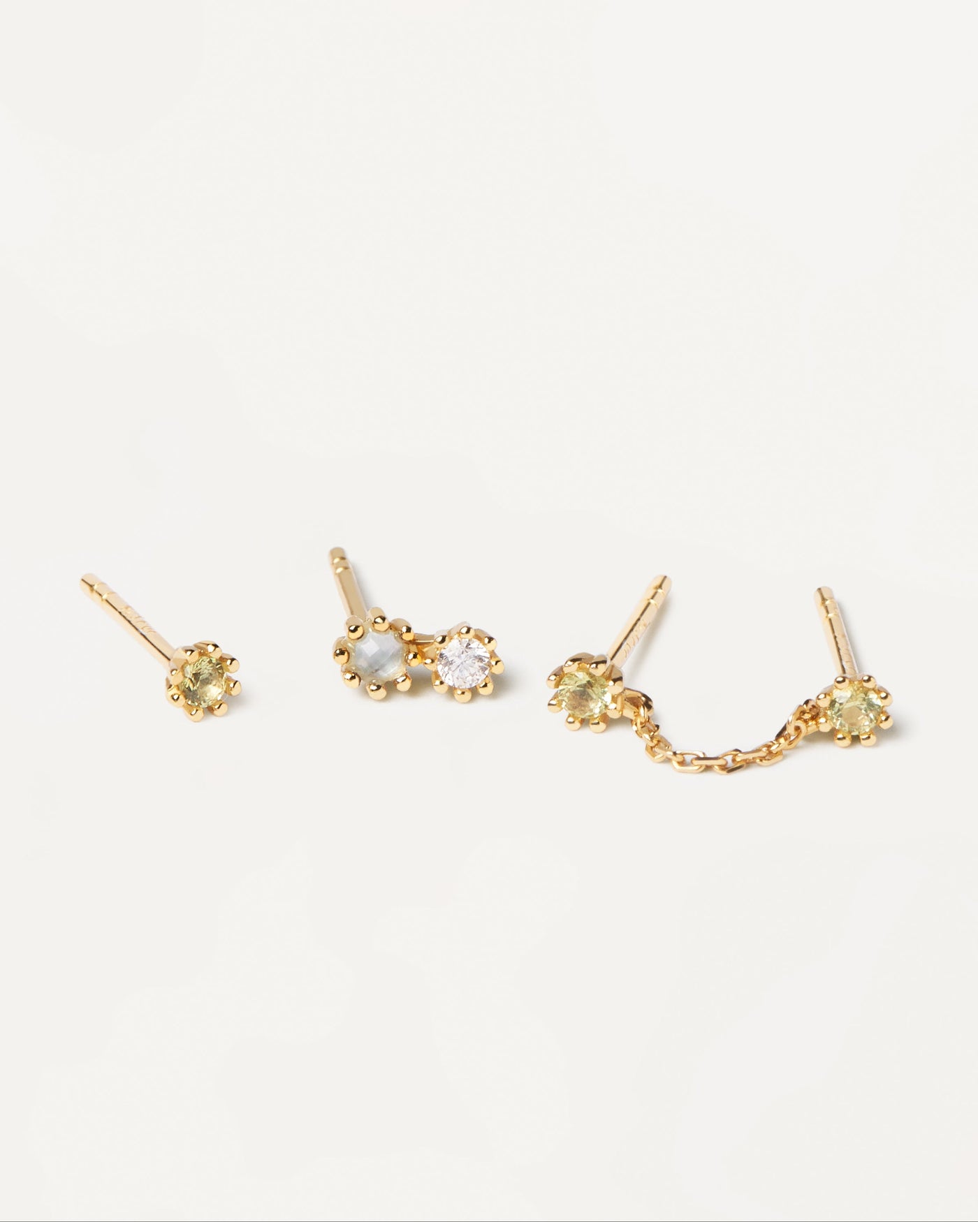 2023 Selection | Kara Earrings Set. Set of 3 earrings in gold-plated silver with zirconia: two single & one double stud earring. Get the latest arrival from PDPAOLA. Place your order safely and get this Best Seller. Free Shipping.