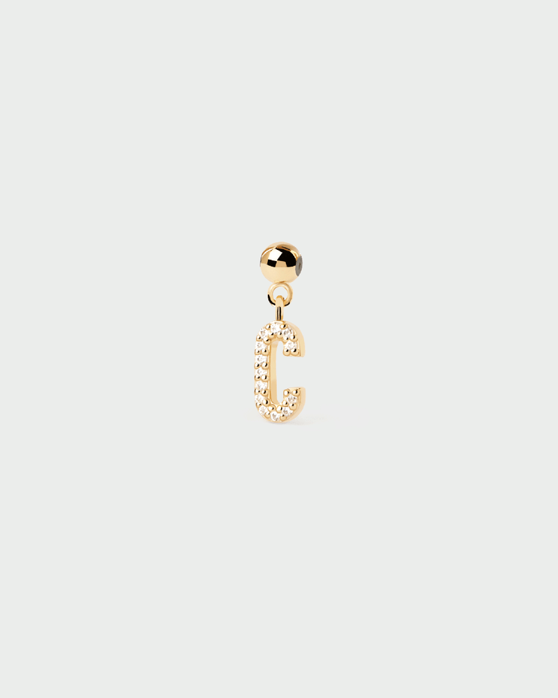 Small initial charm set with white zirconia for necklace or bracelet