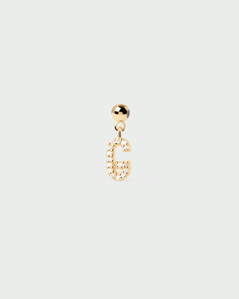 Small initial charm set with white zirconia for necklace or bracelet