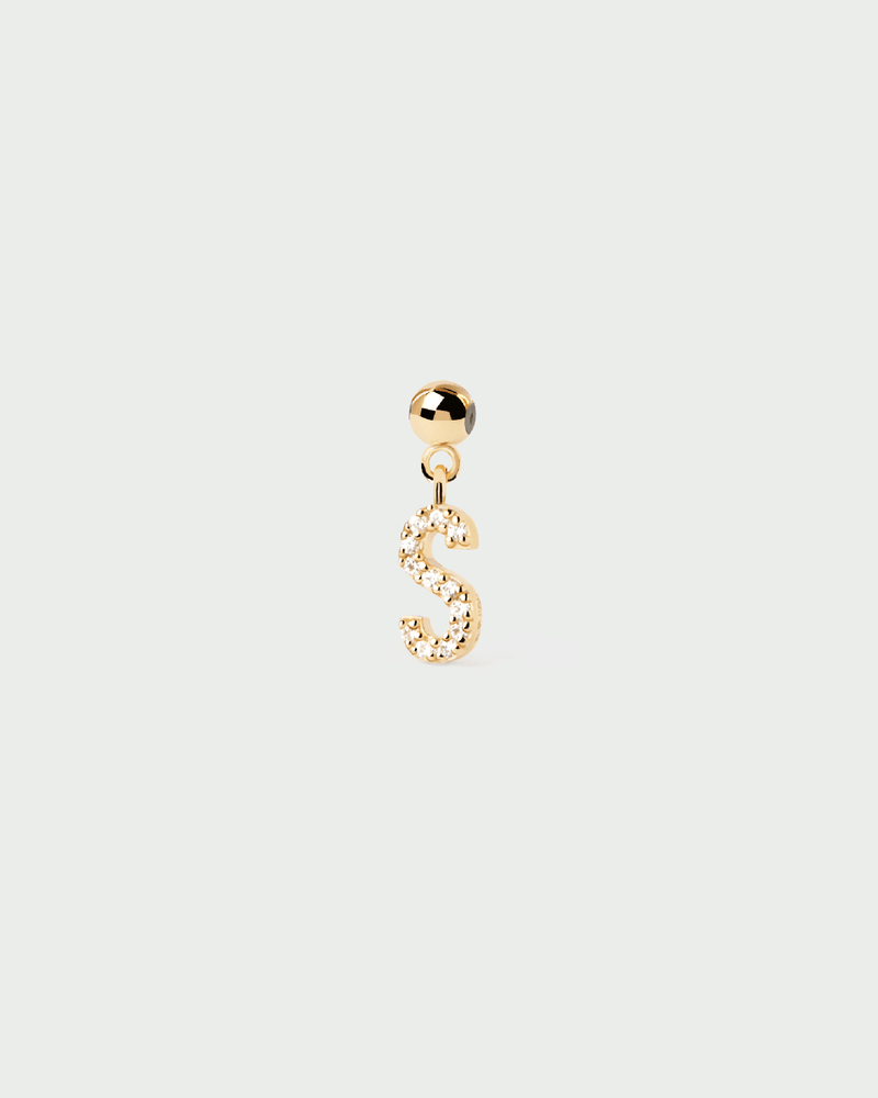 Small initial charm set with white zirconia for necklace or bracelet