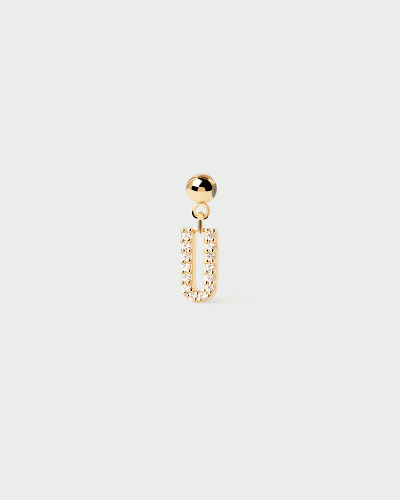 Small initial charm set with white zirconia for necklace or bracelet