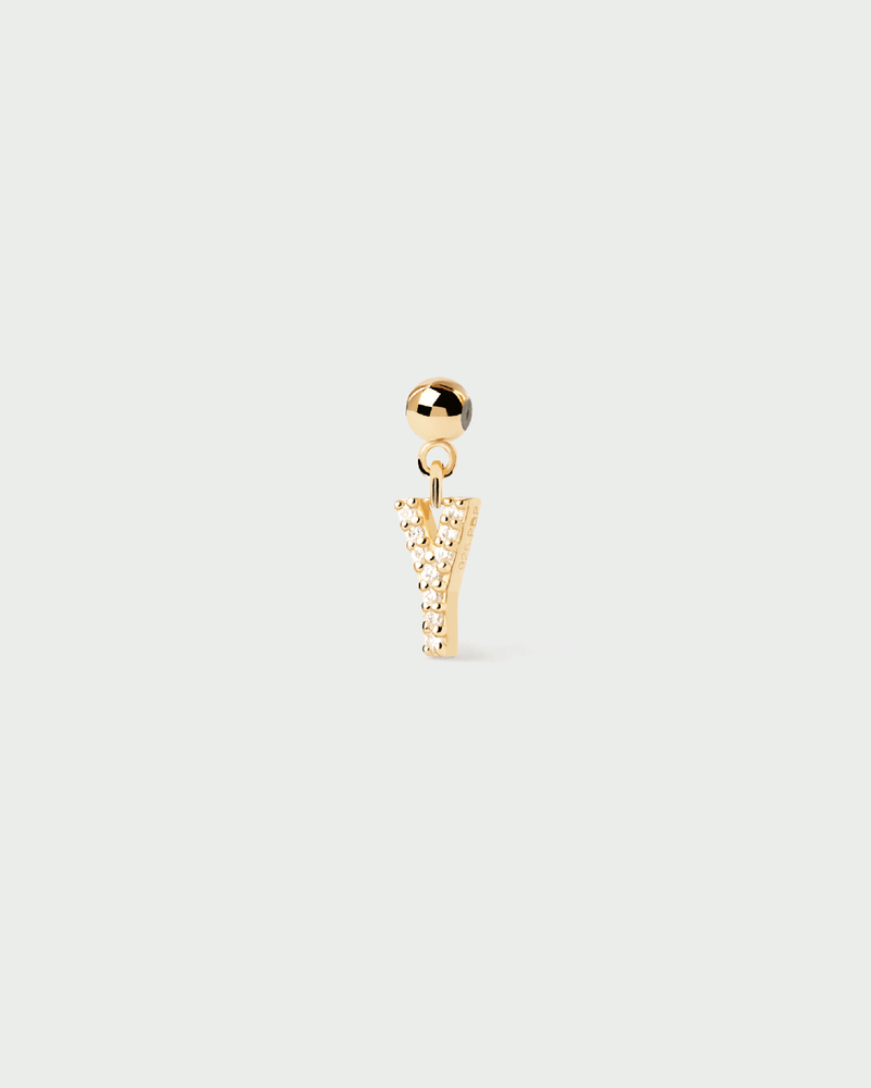 Small initial charm set with white zirconia for necklace or bracelet