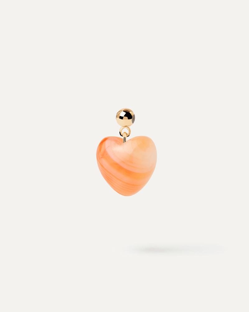 Charm Corazón Ágata Naranja - 
  
    Plata de Ley / Baño de Oro 18K
  
