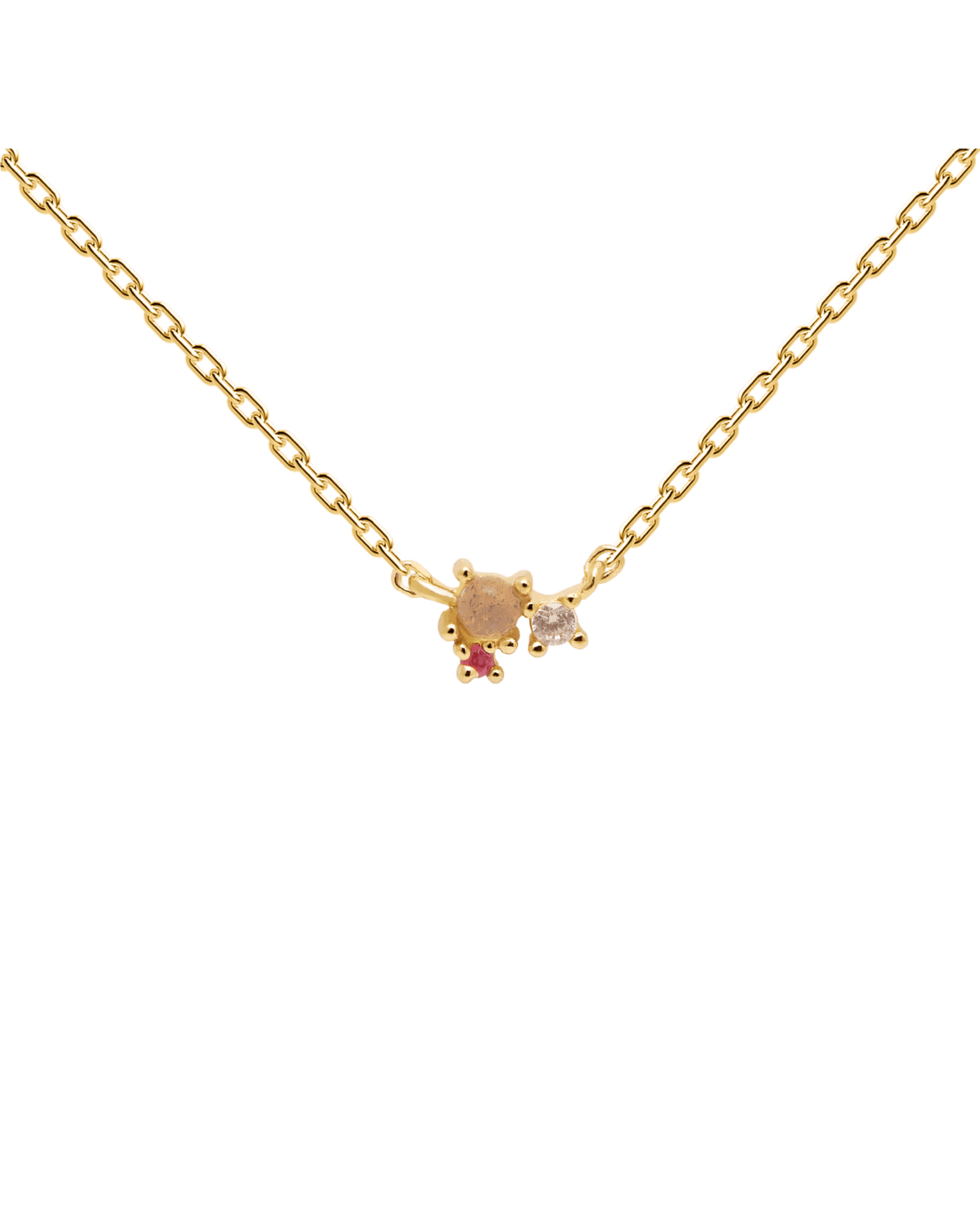 Crystal and zirconia Labradorite necklaces