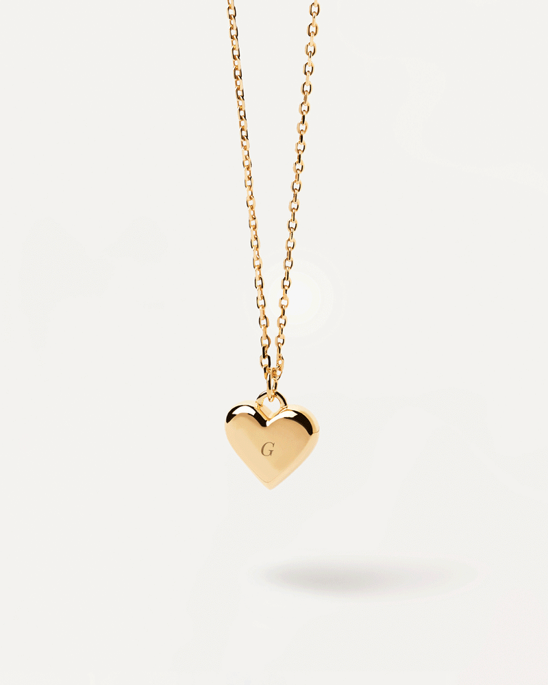 Collana in argento placcato oro con ciondolo a forma di cuore personalizzabile