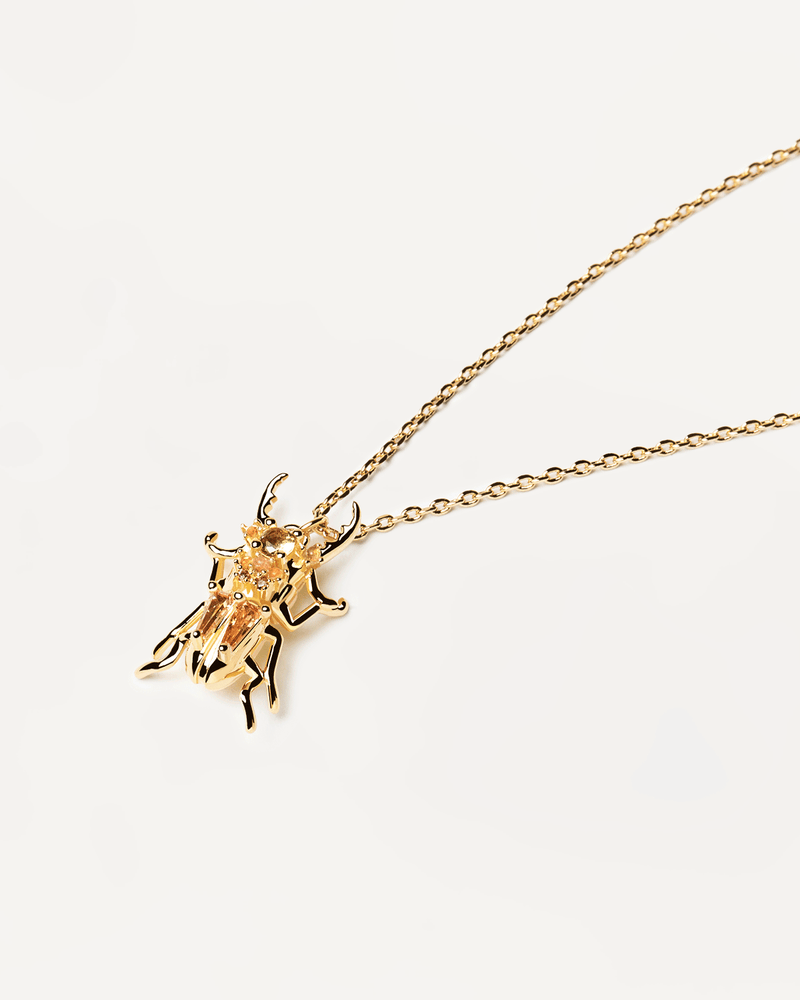 Courage Beetle Amulett Halskette - 
  
    Sterling Silber / 18K Goldplattierung
  
