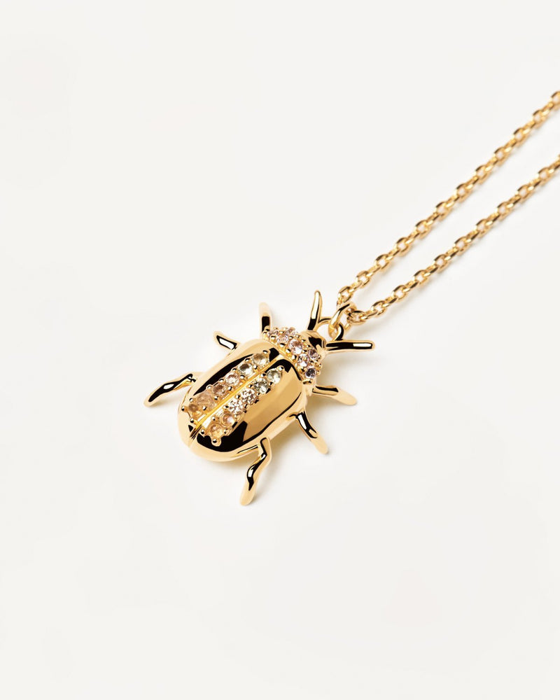 Collana amuleto Balance Beetle - 
  
    Argento sterling / Placcatura in Oro 18K
  
