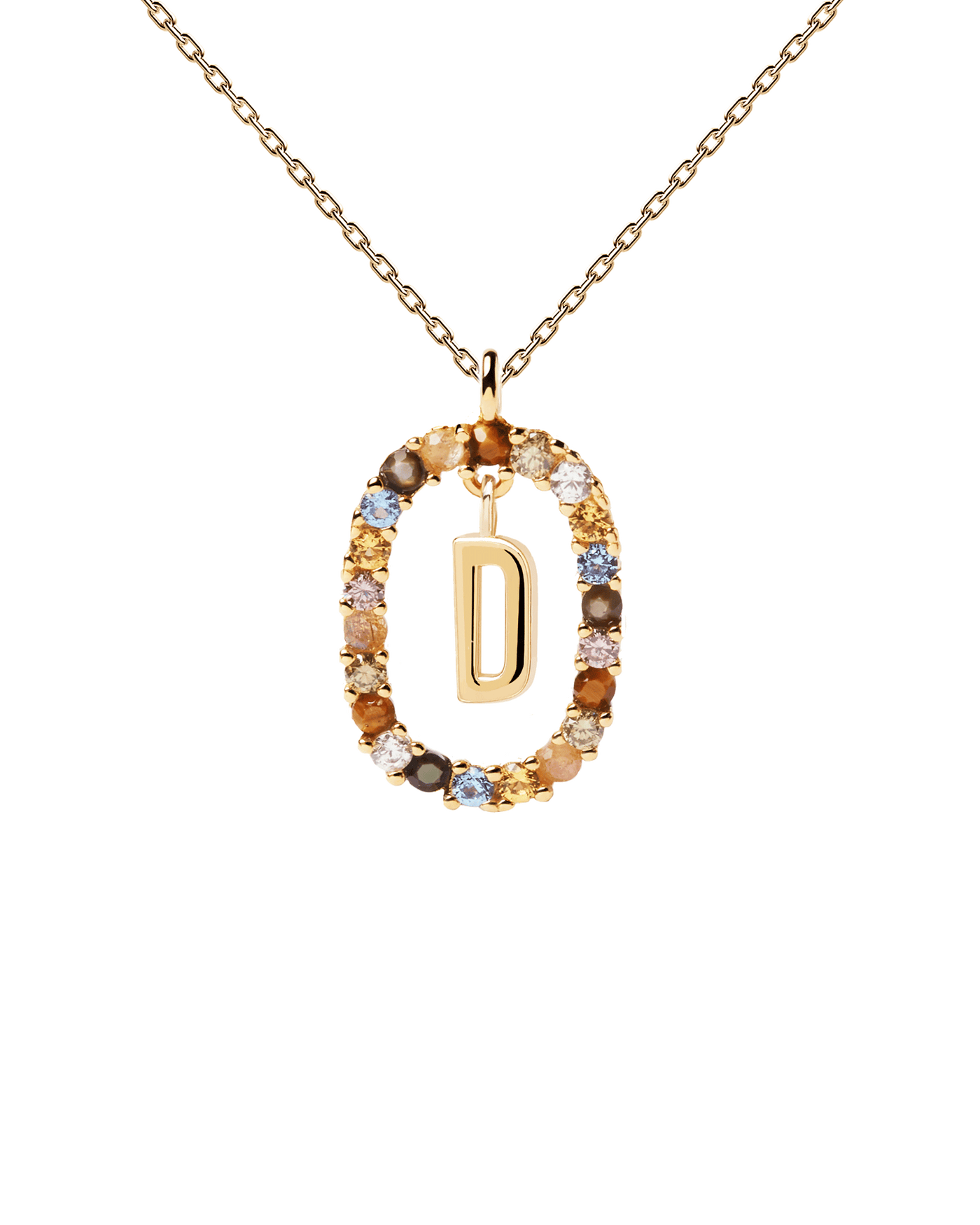 Collana con lettera D - 
  
    Argento sterling / Placcatura in Oro 18K
  
