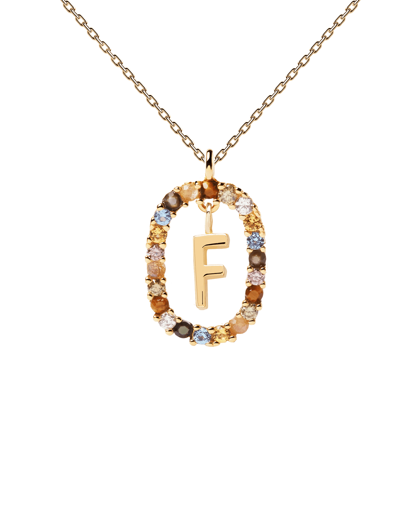 Collier Lettre F - 
  
    Argent massif / Placage Or 18 Ct
  
