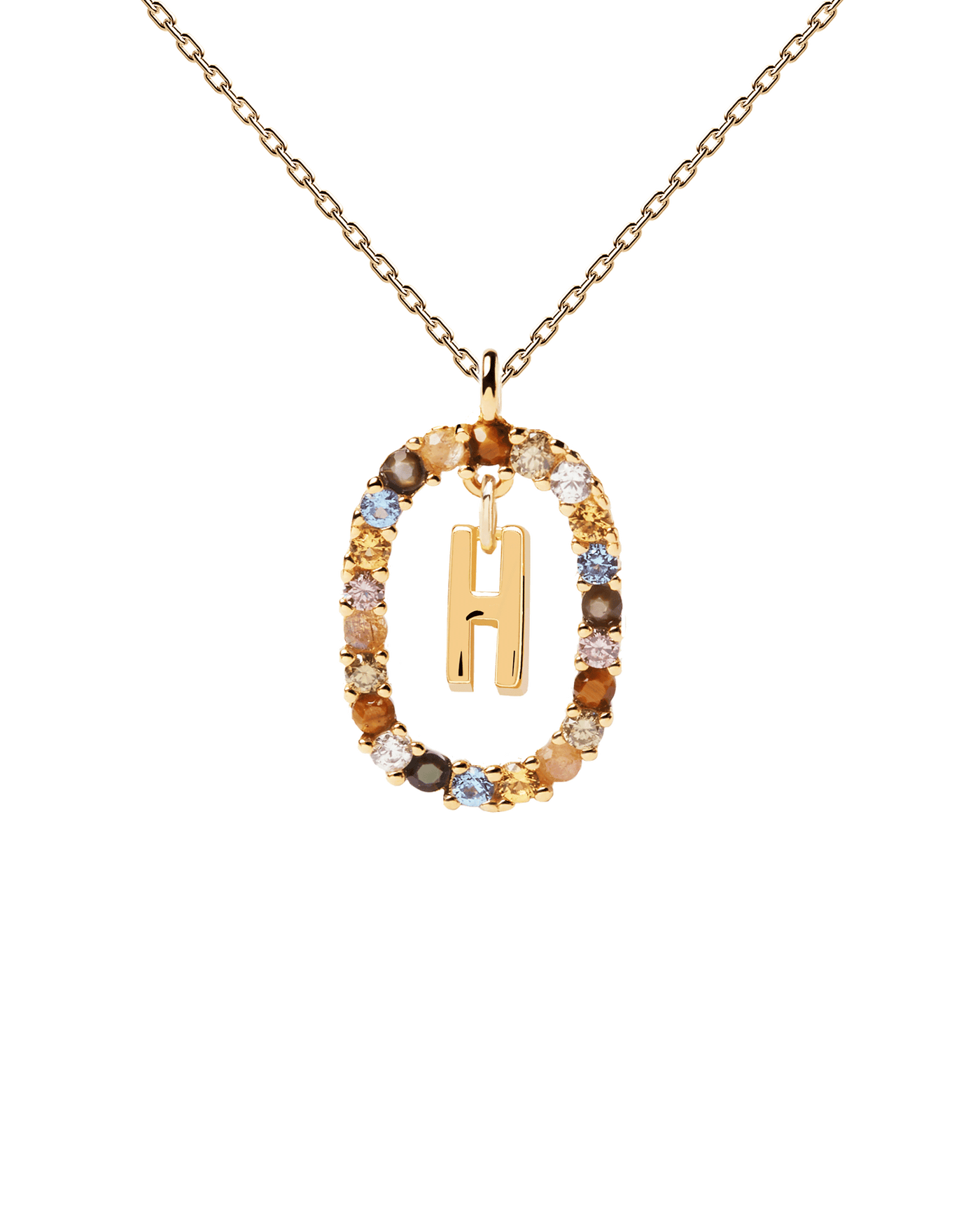 Collier Lettre H - 
  
    Argent massif / Placage Or 18 Ct
  
