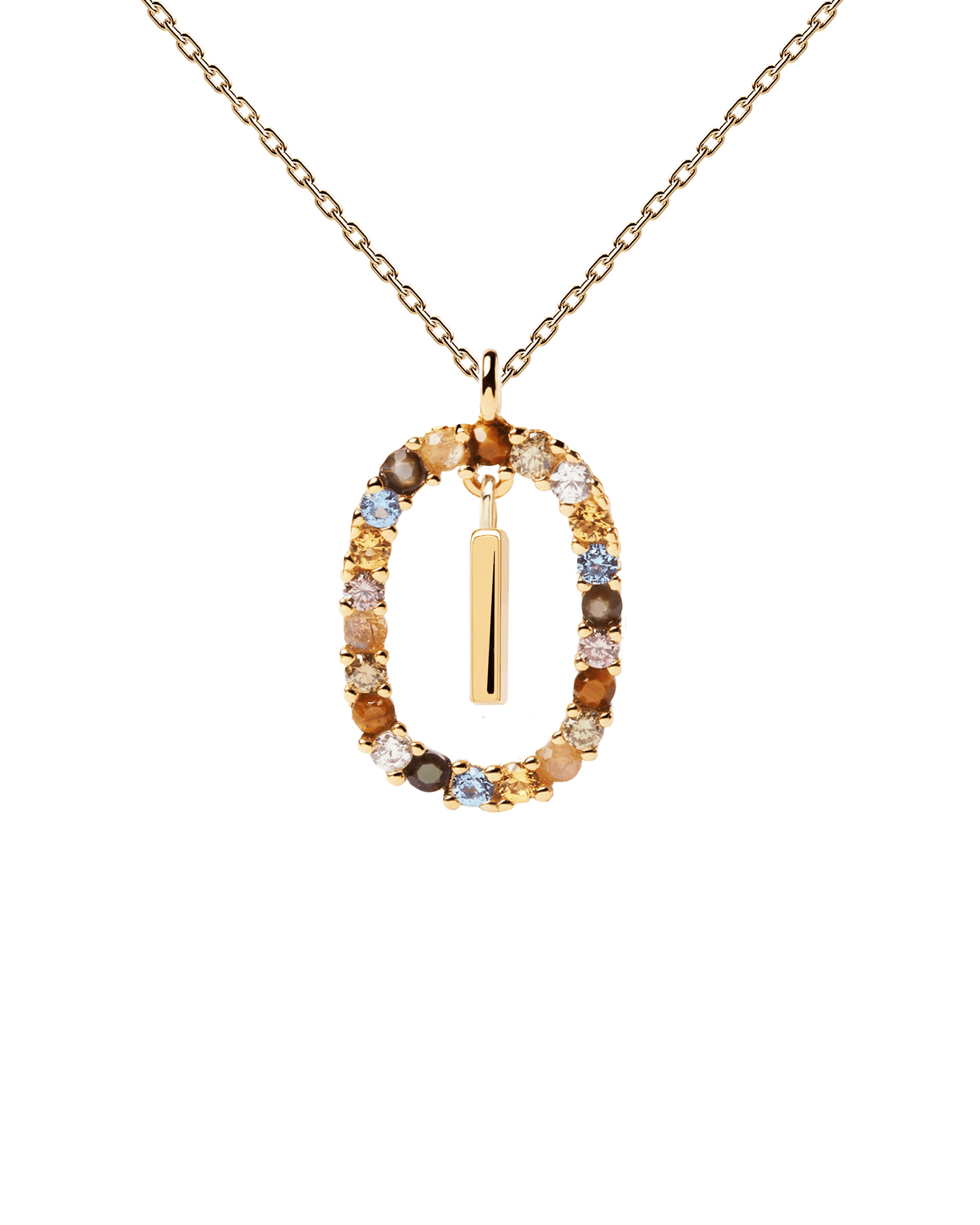 Collier Lettre I - 
  
    Argent massif / Placage Or 18 Ct
  
