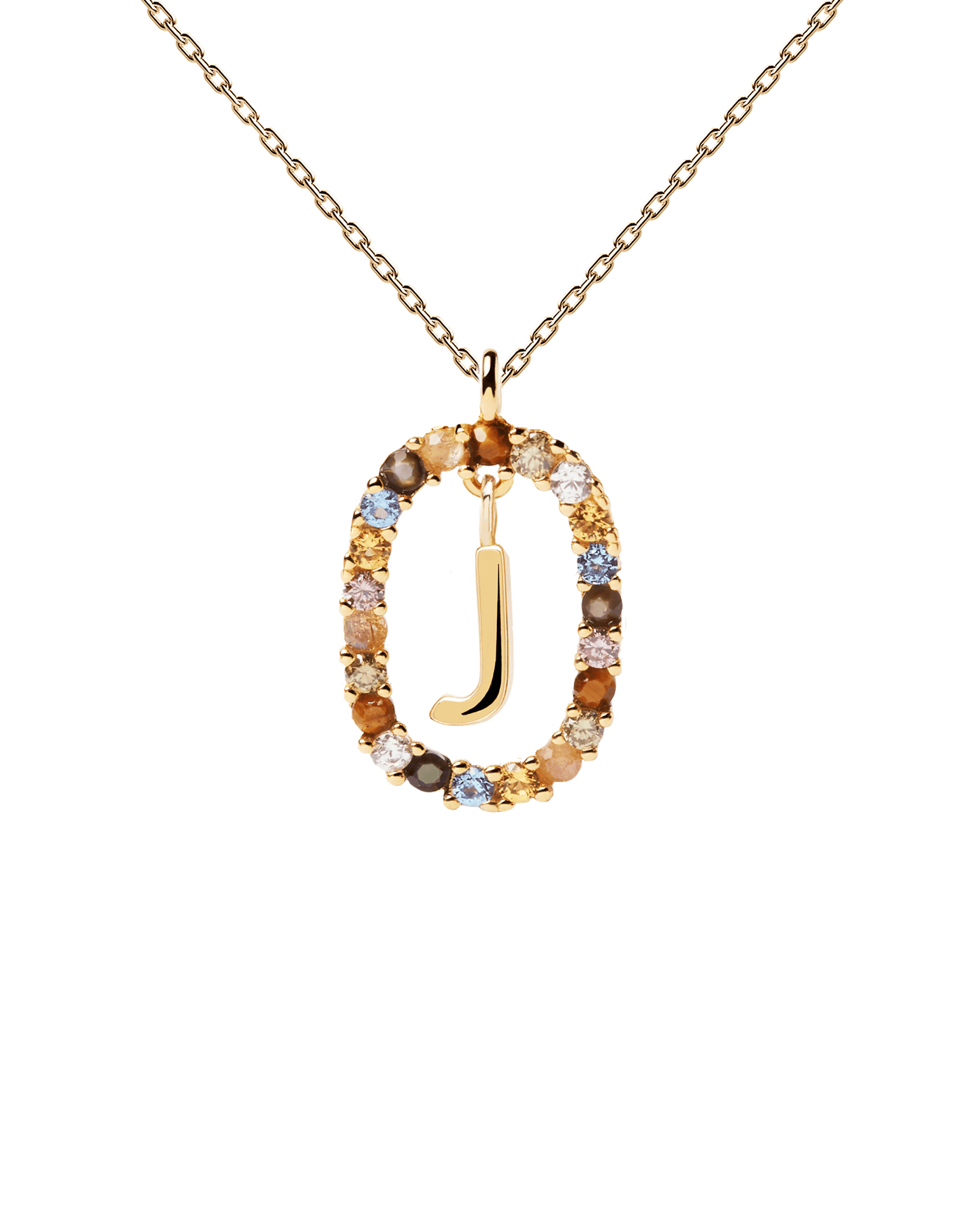 Collar Letra J - 
  
    Plata de Ley / Baño de Oro 18K
  
