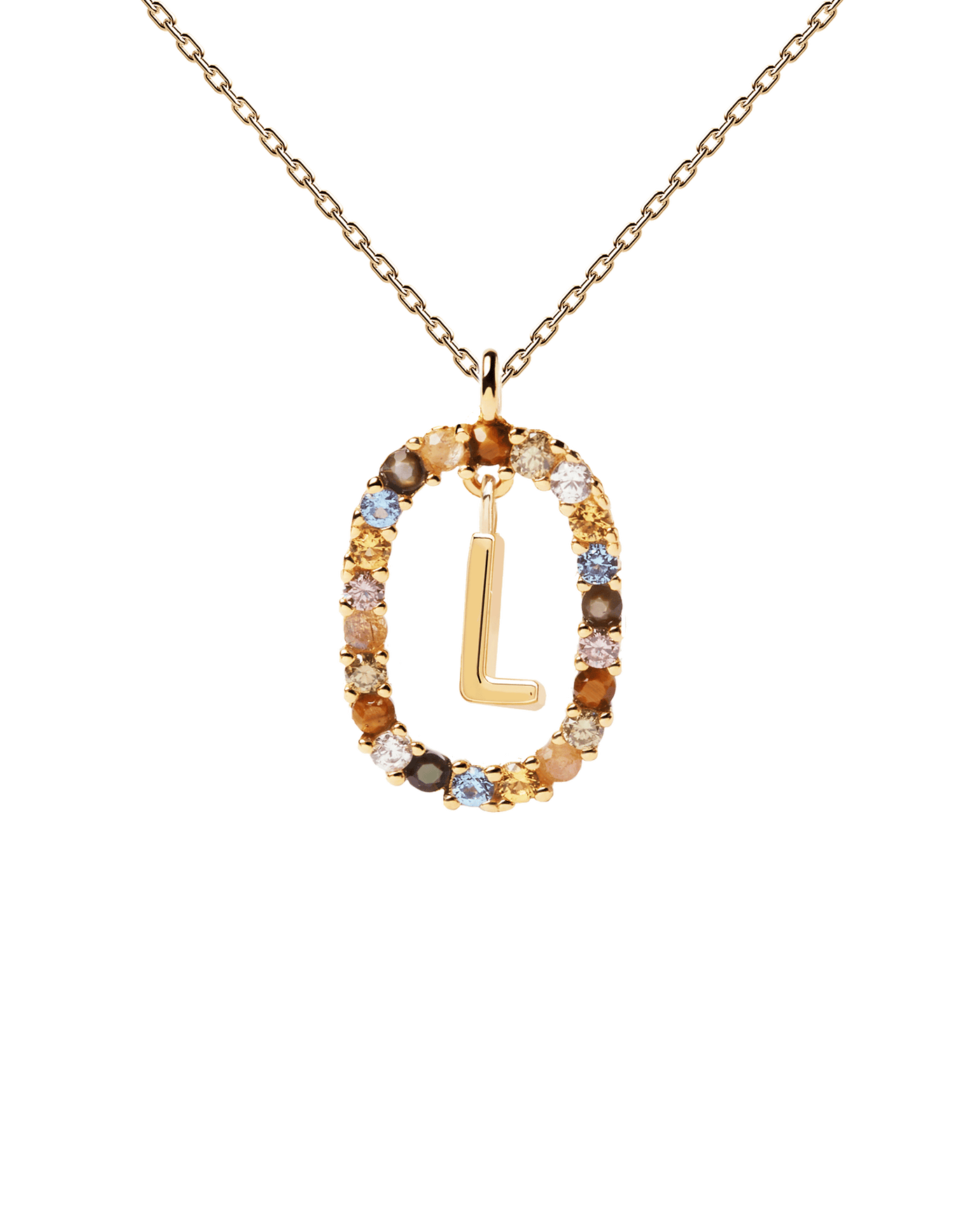 Collier Lettre L - 
  
    Argent massif / Placage Or 18 Ct
  

