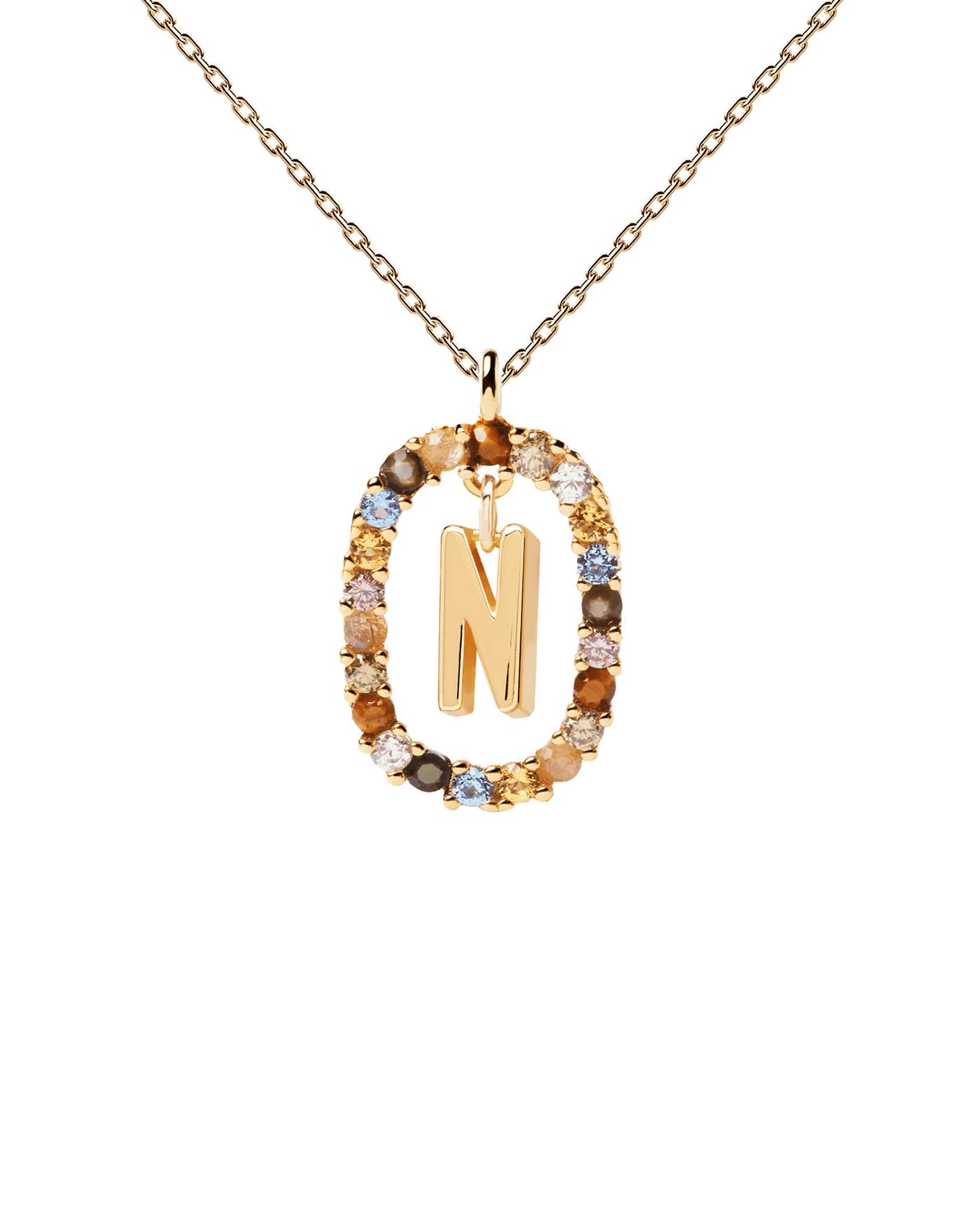 Collana con lettera N - 
  
    Argento sterling / Placcatura in Oro 18K
  
