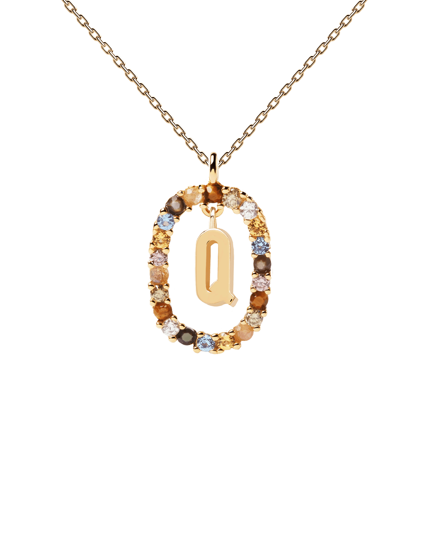 Collana con lettera Q - 
  
    Argento sterling / Placcatura in Oro 18K
  
