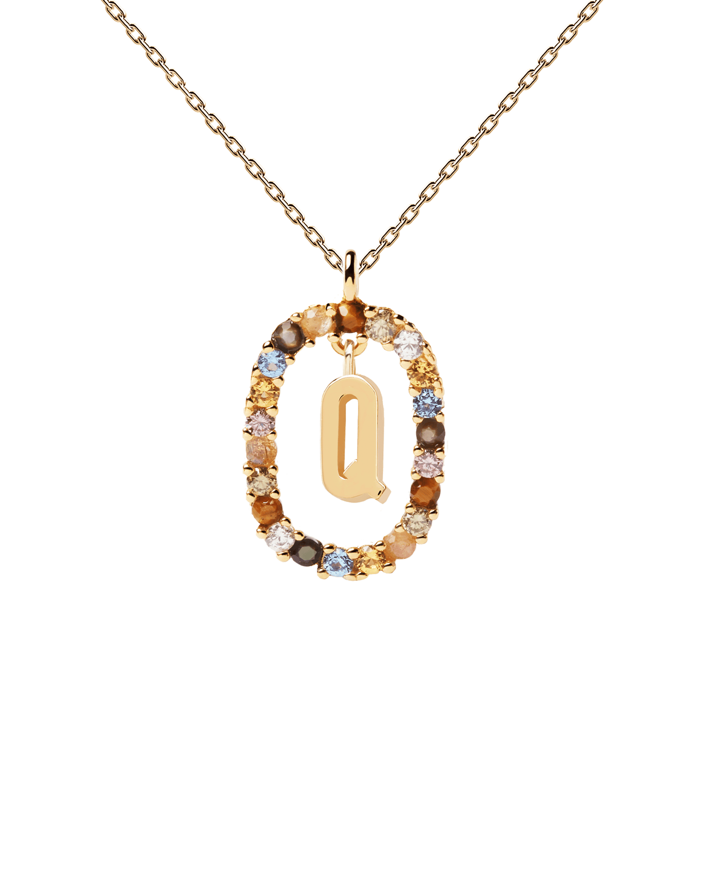 Buchstaben Q Halskette - 
  
    Sterling Silber / 18K Goldplattierung
  
