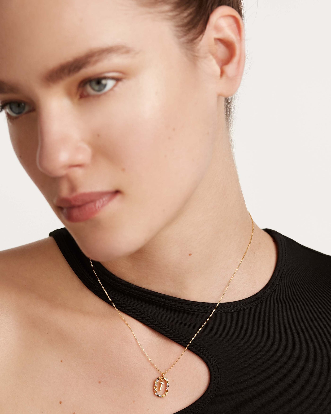 Crystal and zirconia Labradorite necklaces