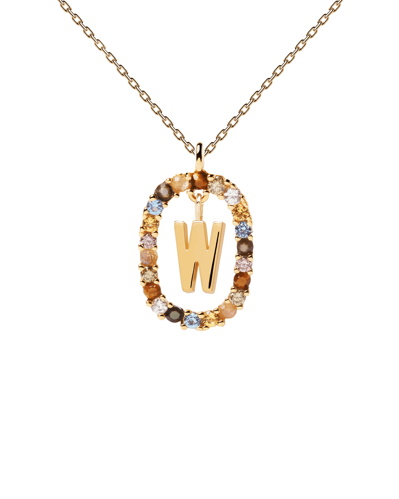 Collier Lettre W - 
  
    Argent massif / Placage Or 18 Ct
  
