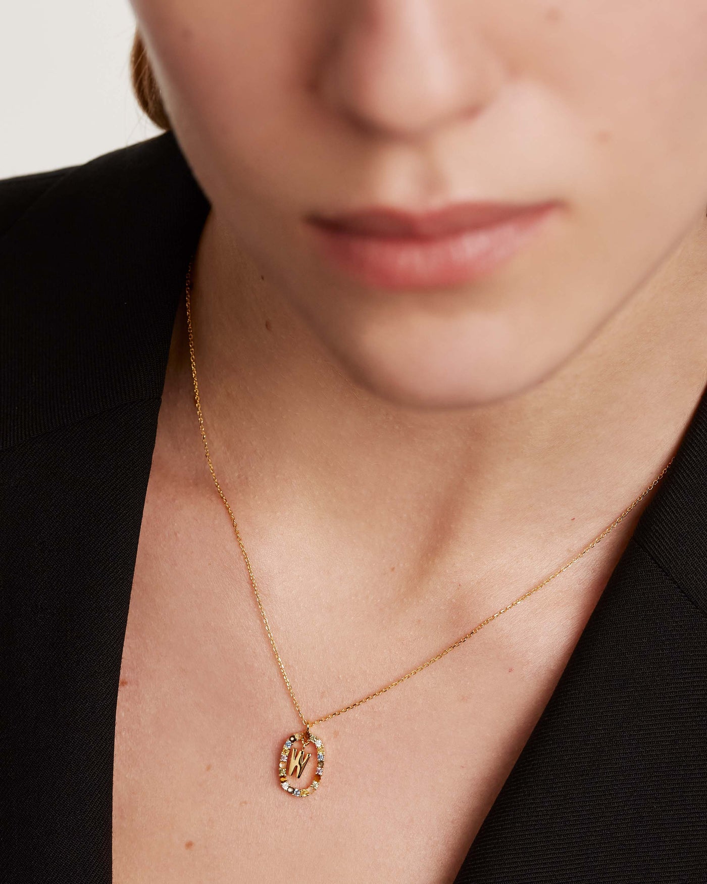 Collier Lettre W - 
  
    Argent massif / Placage Or 18 Ct
  
