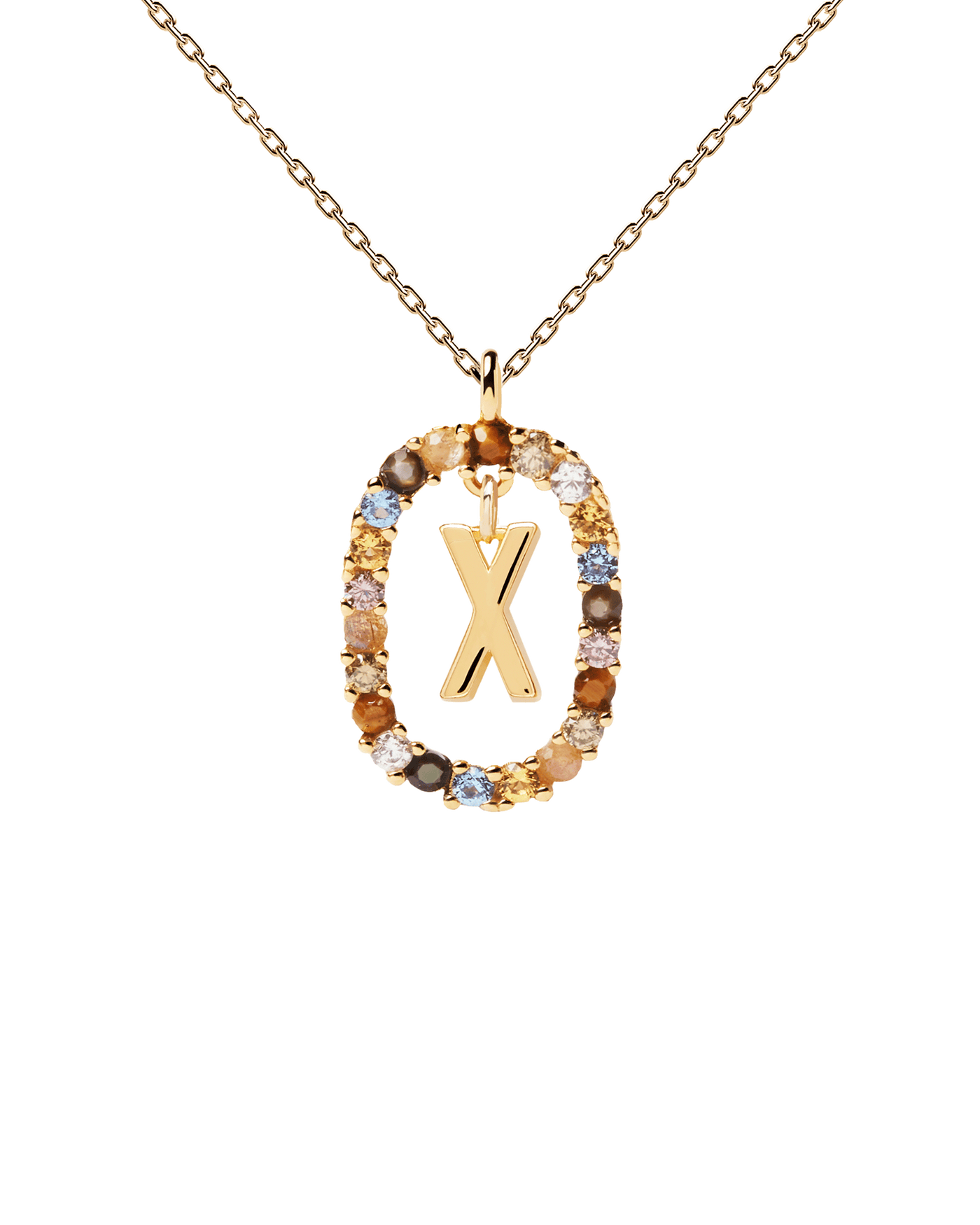 Collier Lettre X - 
  
    Argent massif / Placage Or 18 Ct
  
