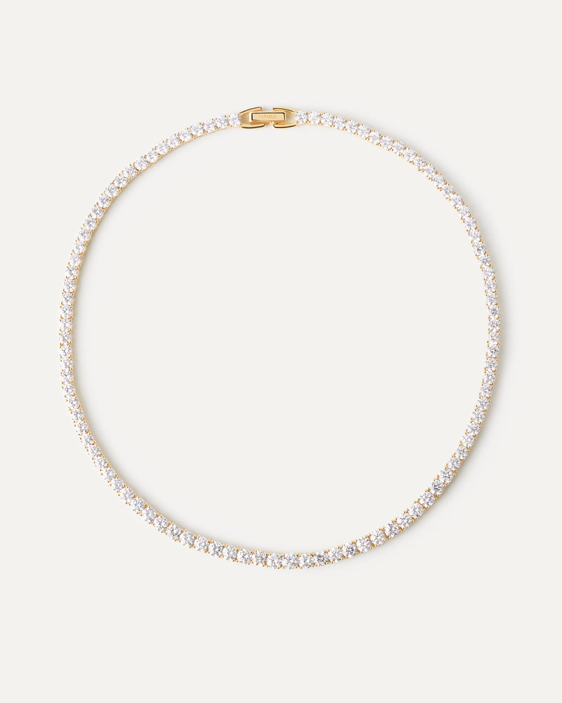 Collana a catena argento sterling con maglia tennis e zirconi bianchi
