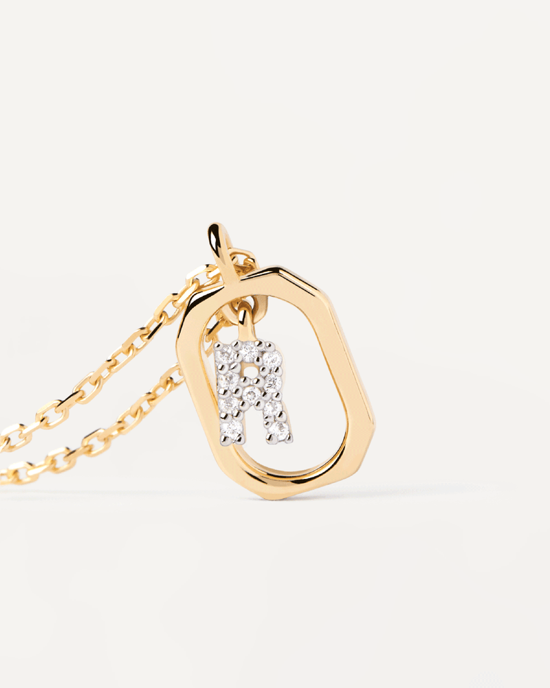 Mini Letter R Necklace - 
  
    Sterling Silver / 18K Gold plating
  
