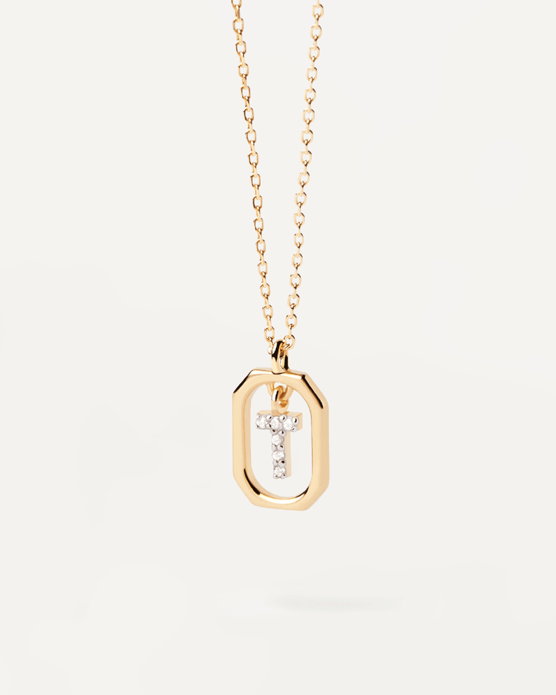 Collana Con Lettera T Mini - 
  
    Argento sterling / Placcatura in Oro 18K
  
