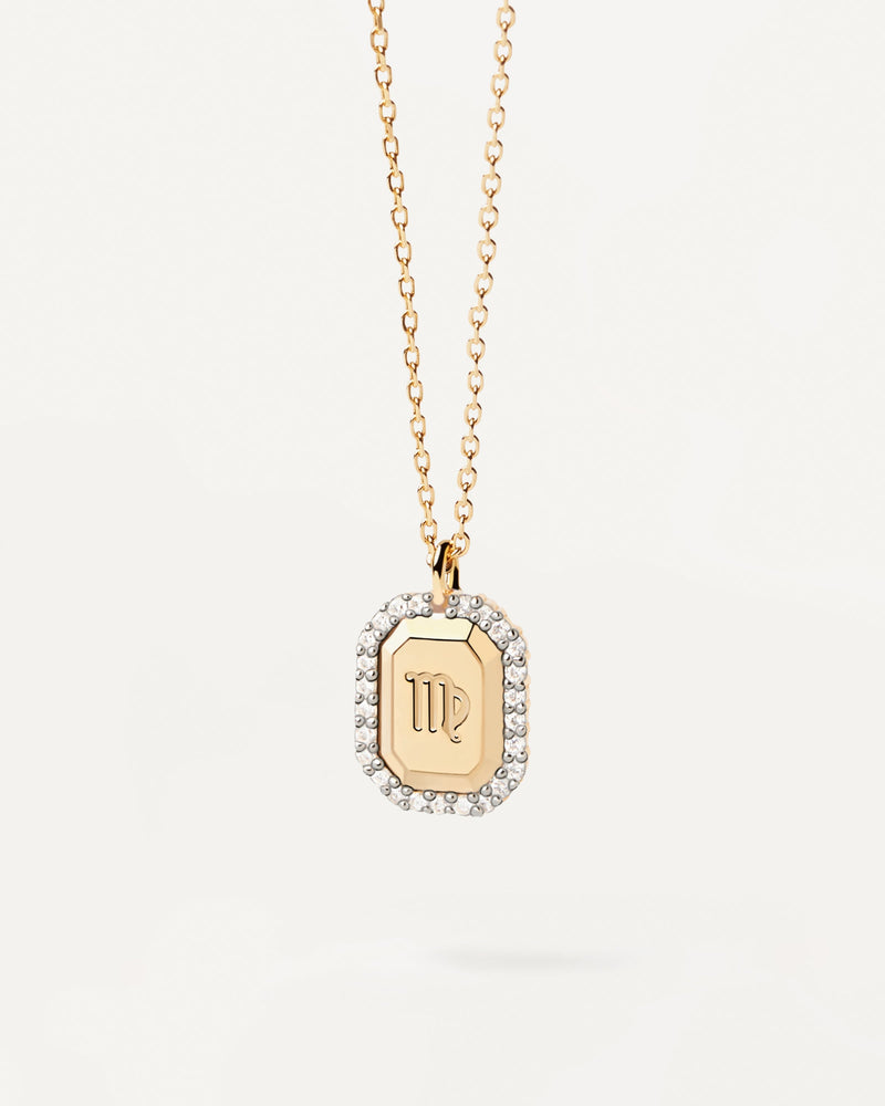 Gold-plated silver Virgo constellation necklace in pendant with white zirconia