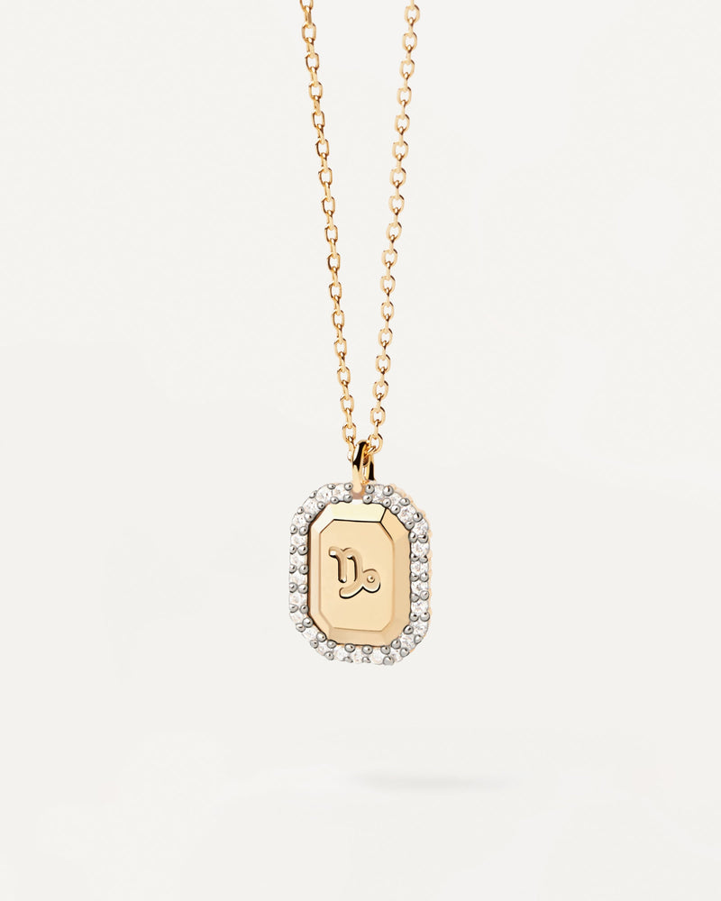 Capricorn astrology sign necklace engraved in gold-plated silver pendant