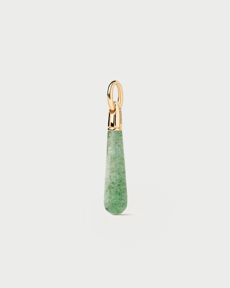 Goccia ciondolo con pietra verde per personalizzare collana o orecchini a cerchio