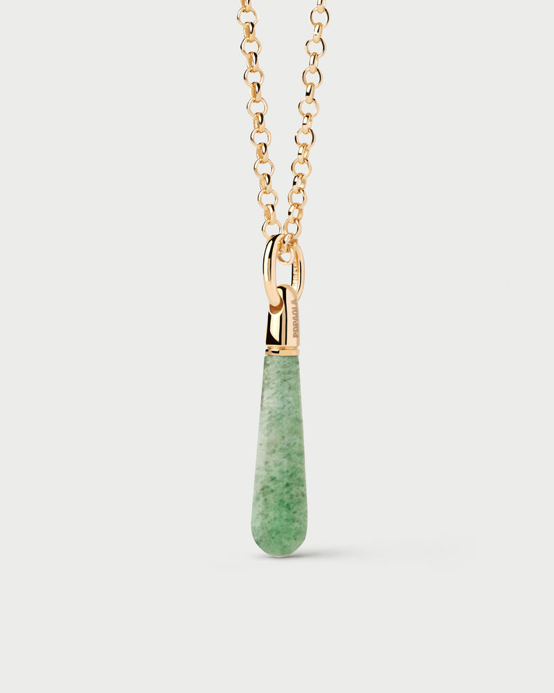 Ciondolo Avventurina Verde Large Drop - 
  
    Argento sterling / Placcatura in Oro 18K
  
